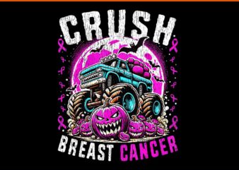 Monster Truck Halloween Breast Cancer Awareness PNG