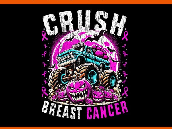 Monster truck halloween breast cancer awareness png t shirt designs for sale