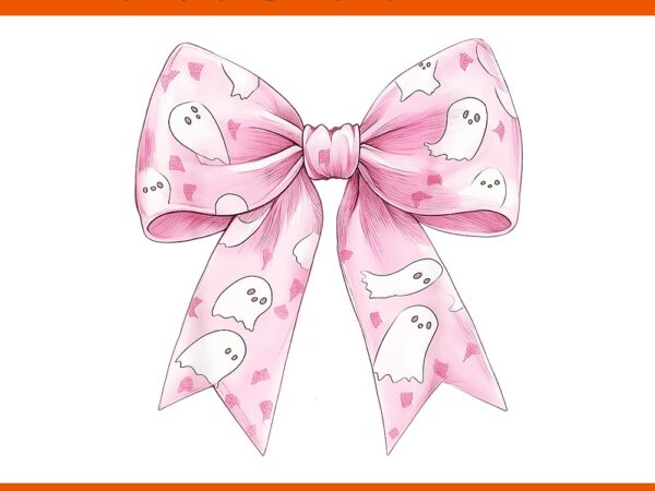 Pink ghost bow coquette halloween png t shirt illustration