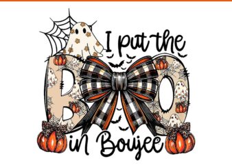 I Put The Boo In Boujee Ghost Coquette Bow Pumpkin PNG