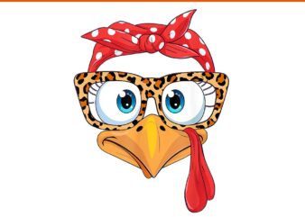 Turkey Face Leopard Print Glasses PNG, Turkey Face Thanksgiving PNG