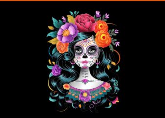 De Los Muertos La Catrina Day Of the Dead Sugar Skull PNG t shirt vector illustration