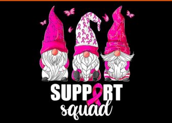 Gnomes Support Squad Breast Cancer Awareness PNG t shirt design template