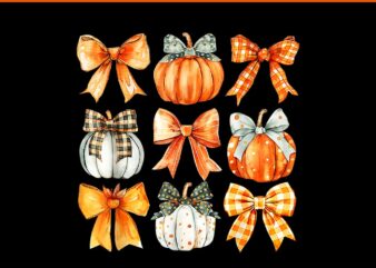 Coquette Bow Pumpkin Season Thanksgiving Autumn Fall PNG t shirt vector file