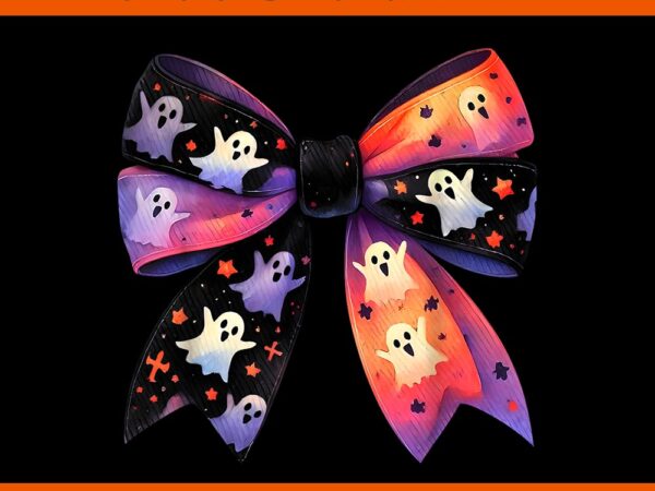 Ghost bow coquette halloween spooky season png t shirt design template