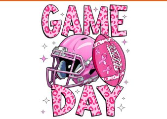 Leopard Game Day Pink American Football Tackle Breast Cancer PNG