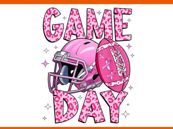 Leopard game day pink american football tackle breast cancer png t shirt vector graphic