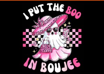 I Put The Boo In Boujee Pink Ghost Halloween PNG t shirt design for sale