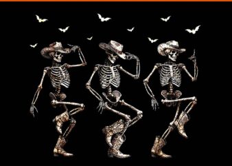 Western Halloween Cowboy Skeletons Dance PNG