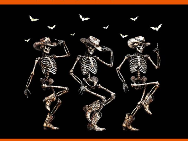 Western halloween cowboy skeletons dance png t shirt design for sale