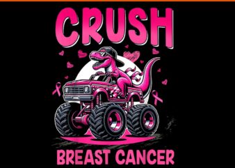 Crush Breast Cancer Awareness T-rex PNG