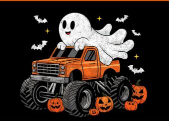 Monster Truck Ghost Pumpkin Halloween PNG