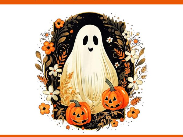 Floral ghost halloween ghost pumpkin jack-o-lantern png t shirt graphic design