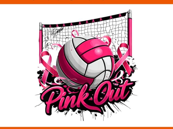 Volleyball pink out breast cancer awareness pink ribbon png t shirt vector art