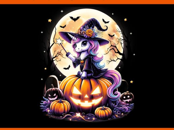 Unicorn witch pumpkin halloween png t shirt vector graphic