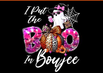 I Put The Boo In Boujee Leopard Ghost Halloween PNG