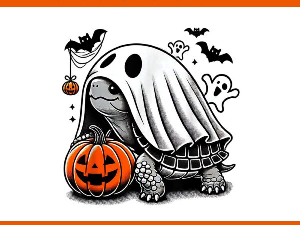 Turtle ghost pumpkin halloween png t shirt designs for sale