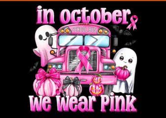 In October We Wear Pink School Bus PNG