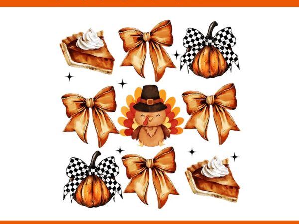 Retro coquette bow turkey thanksgiving png t shirt design online