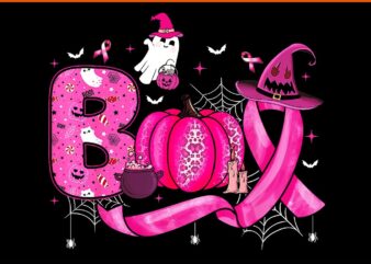 Boo Pink Ghost Halloween Breast Cancer Awareness PNG