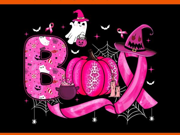 Boo pink ghost halloween breast cancer awareness png t shirt template