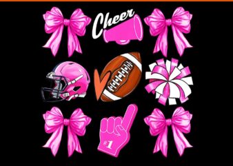 Cheer For The Cure Coquette Bow Football Breast Cancer PNG