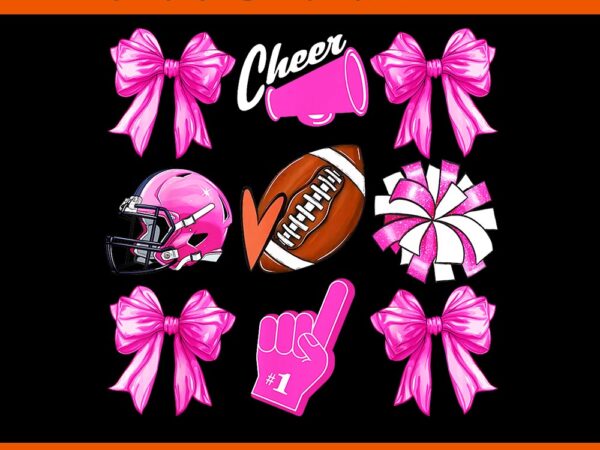 Cheer for the cure coquette bow football breast cancer png t shirt vector file