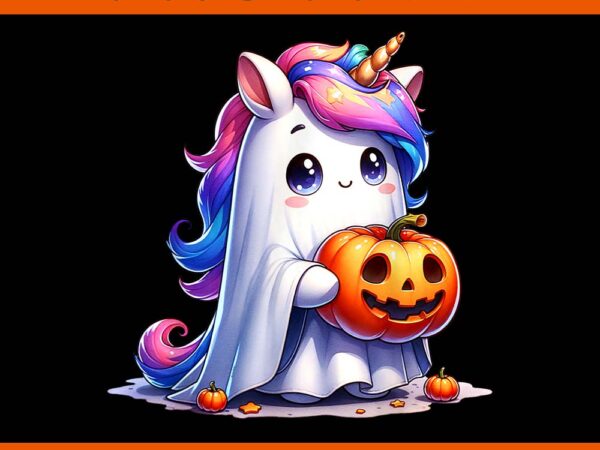 Unicorn ghost trick or treat halloween png t shirt vector graphic