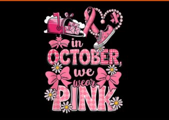 In October We Wear Pink Breast Cancer Awareness Postal Worker PNG t shirt design for sale