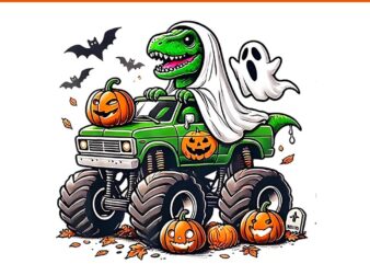 Orange Halloween Ghost Dinosaur T-rex PNG