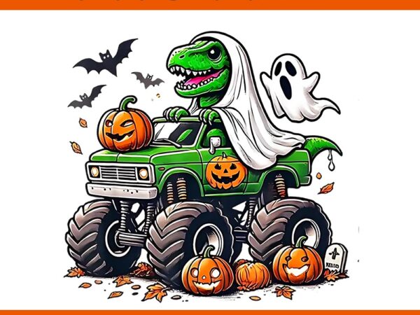 Orange halloween ghost dinosaur t-rex png t shirt design online