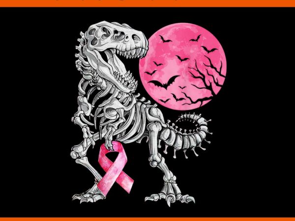 Dinosaur pink ribbon breast cancer awareness halloween png t shirt vector illustration