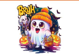 Bruh Ghost Halloween PNG, Ghost Trick Or Treat Candy Halloween PNG