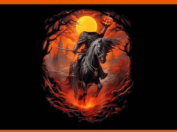 Scary pumpkin headless horseman halloween png t shirt template vector