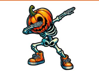 Skeleton Dabbing Halloween PNG t shirt template vector