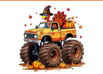 Thanksgiving Turkey Monster Truck PNG t shirt designs for sale