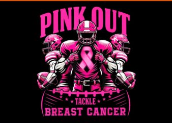 Pink Out Tackle Breast Cancer Awareness Football Pink Ribbon PNG