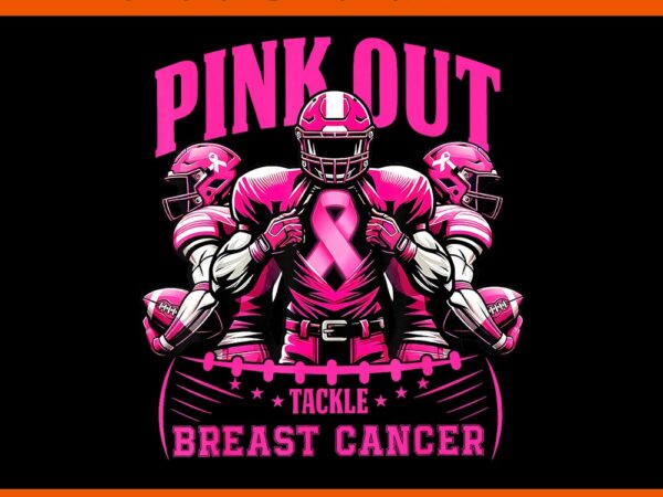 Pink out tackle breast cancer awareness football pink ribbon png t shirt illustration