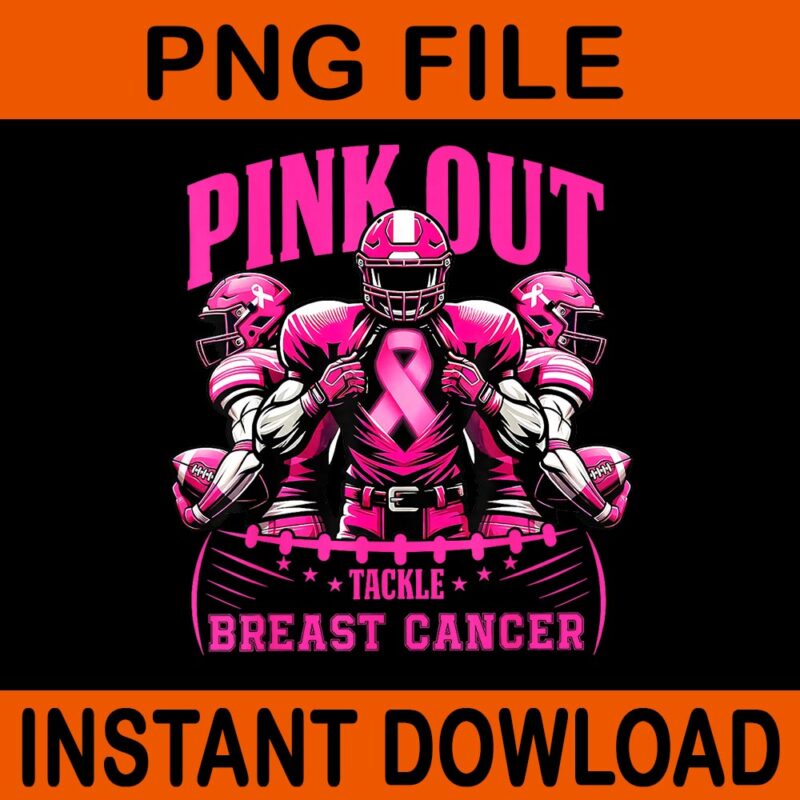 Pink Out Tackle Breast Cancer Awareness Football Pink Ribbon PNG