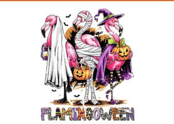 Flamingoween Halloween PNG, Spooky Flamingo PNG t shirt graphic design