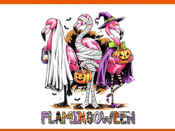 Flamingoween halloween png, spooky flamingo png t shirt graphic design