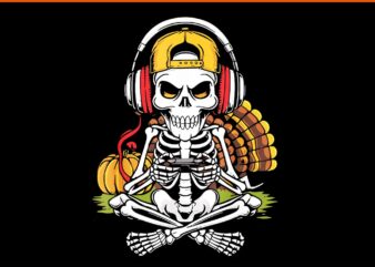 Thanksgiving Skeleton Gamer PNG