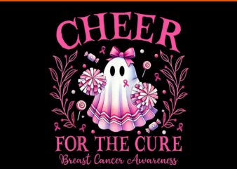 Cheer For The Cure Breast Cancer Awareness Halloween Ghost PNG