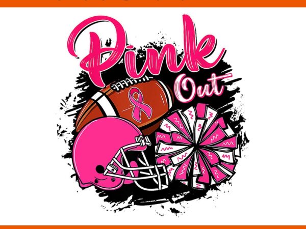 Pink out football team breast cancer awareness png t shirt illustration