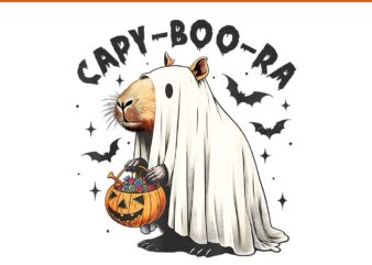 Ghost Capybara Pumpkin Halloween PNG t shirt design template