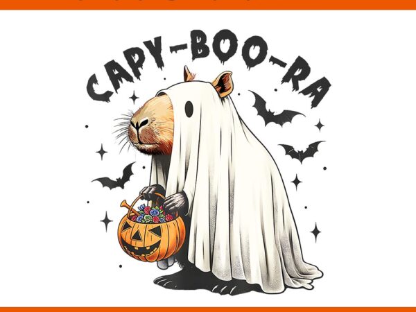 Ghost capybara pumpkin halloween png t shirt design template