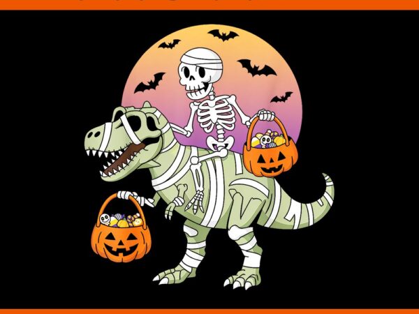 Dinosaur t-rex skeleton halloween png t shirt vector illustration