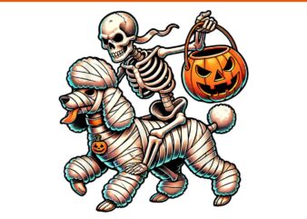 Skeleton Riding Puddle Mummy Halloween PNG