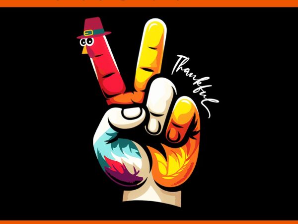 Peace sign turkey hand thankful png t shirt illustration