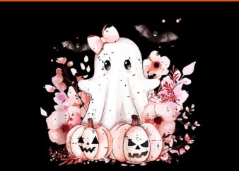 Coquette Bow Ghost Pink Halloween Pumpkin Spooky Season PNG t shirt vector file